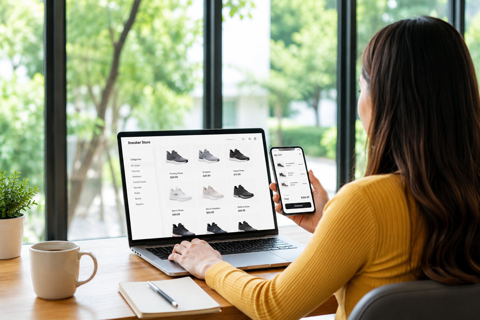 Ecommerce storefront with product catalog and checkout