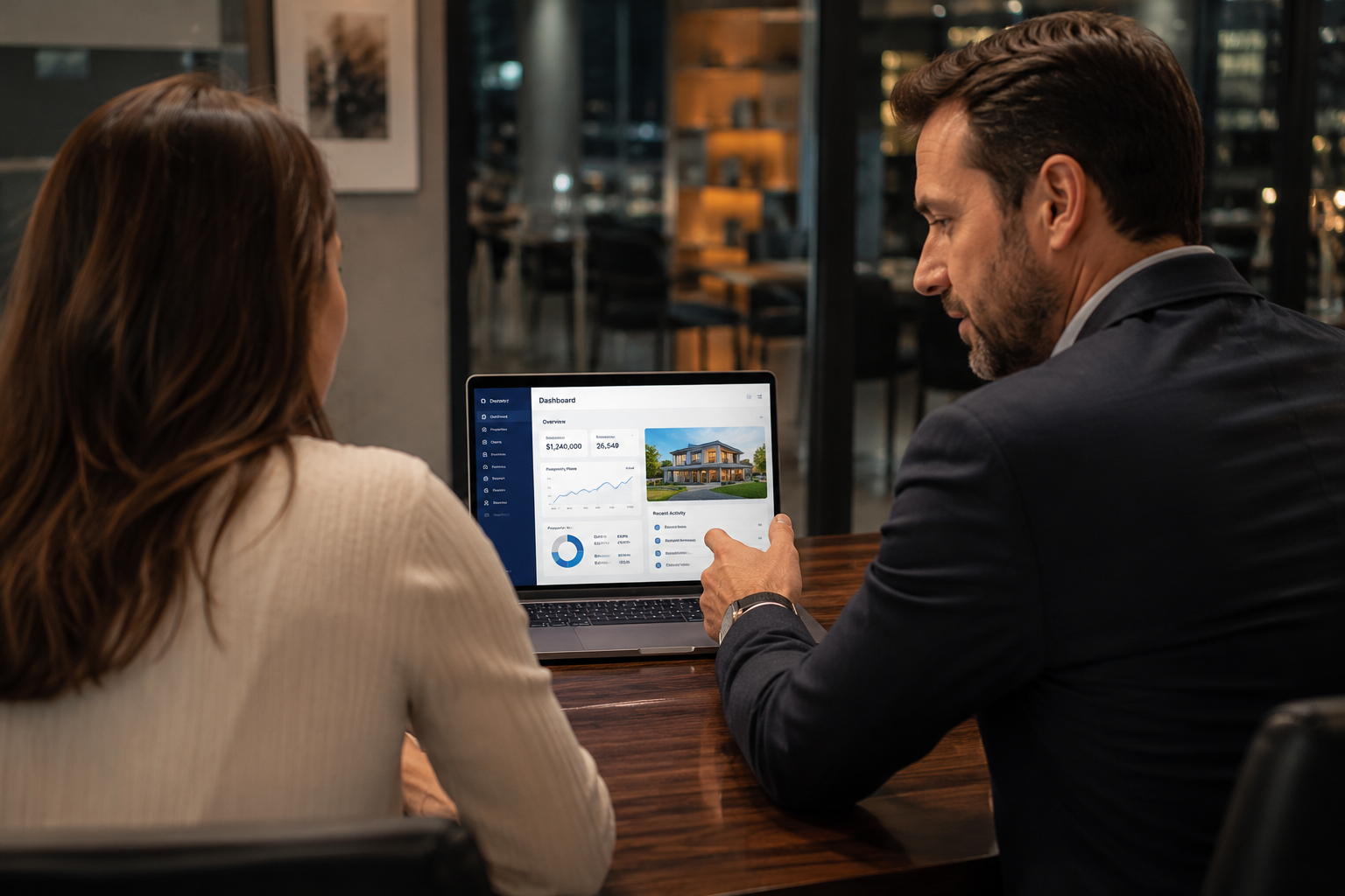 Property listing dashboard with virtual tour interface